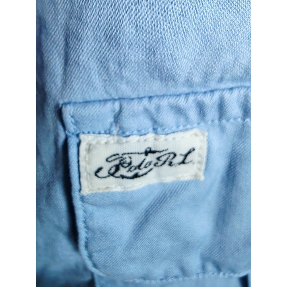 Polo Ralph Lauren L Mens Blue Beach Twill Button Down Shirt Prifessional - Picture 12 of 13